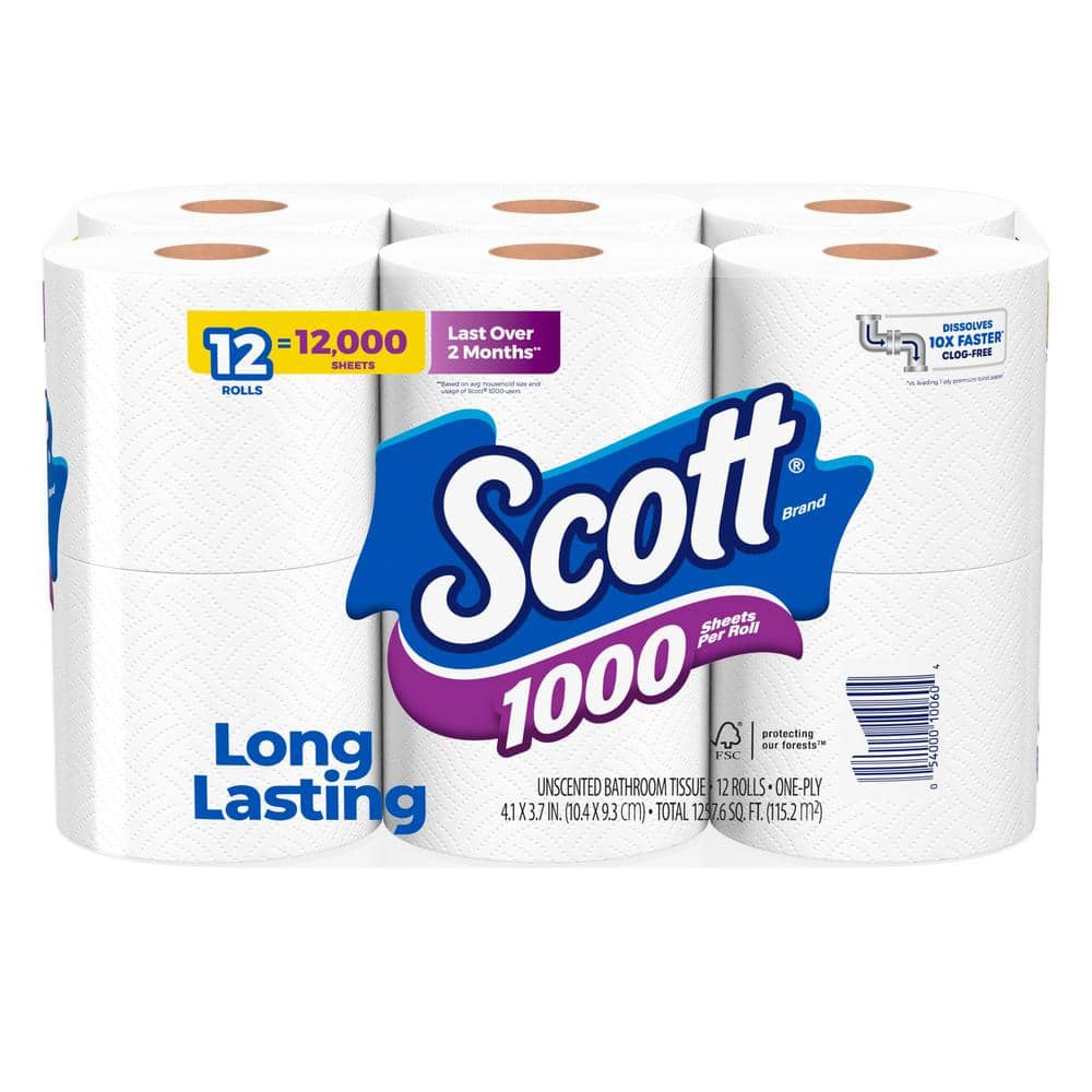 Scott® Jumbo Roll Toilet Paper - White 2-Ply 12x1000’