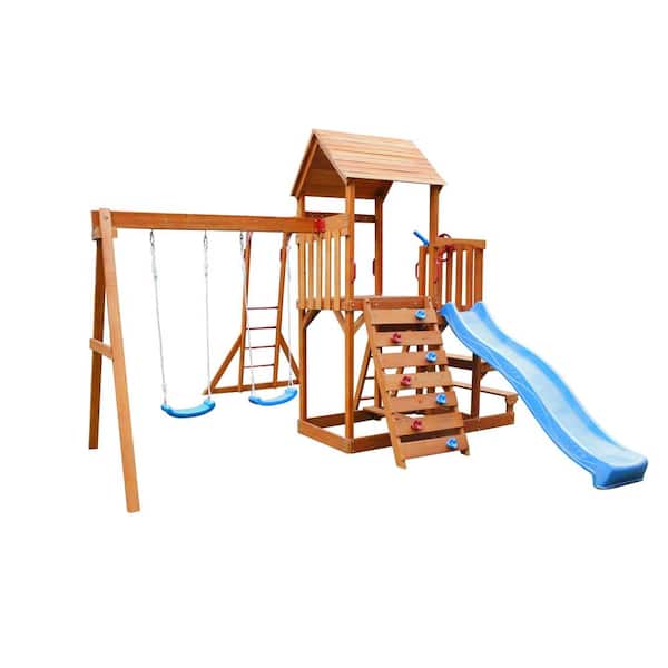 Kids Outdoor Play Set Child Toddler Slide Climber Toy Wide Multi Level Platform 