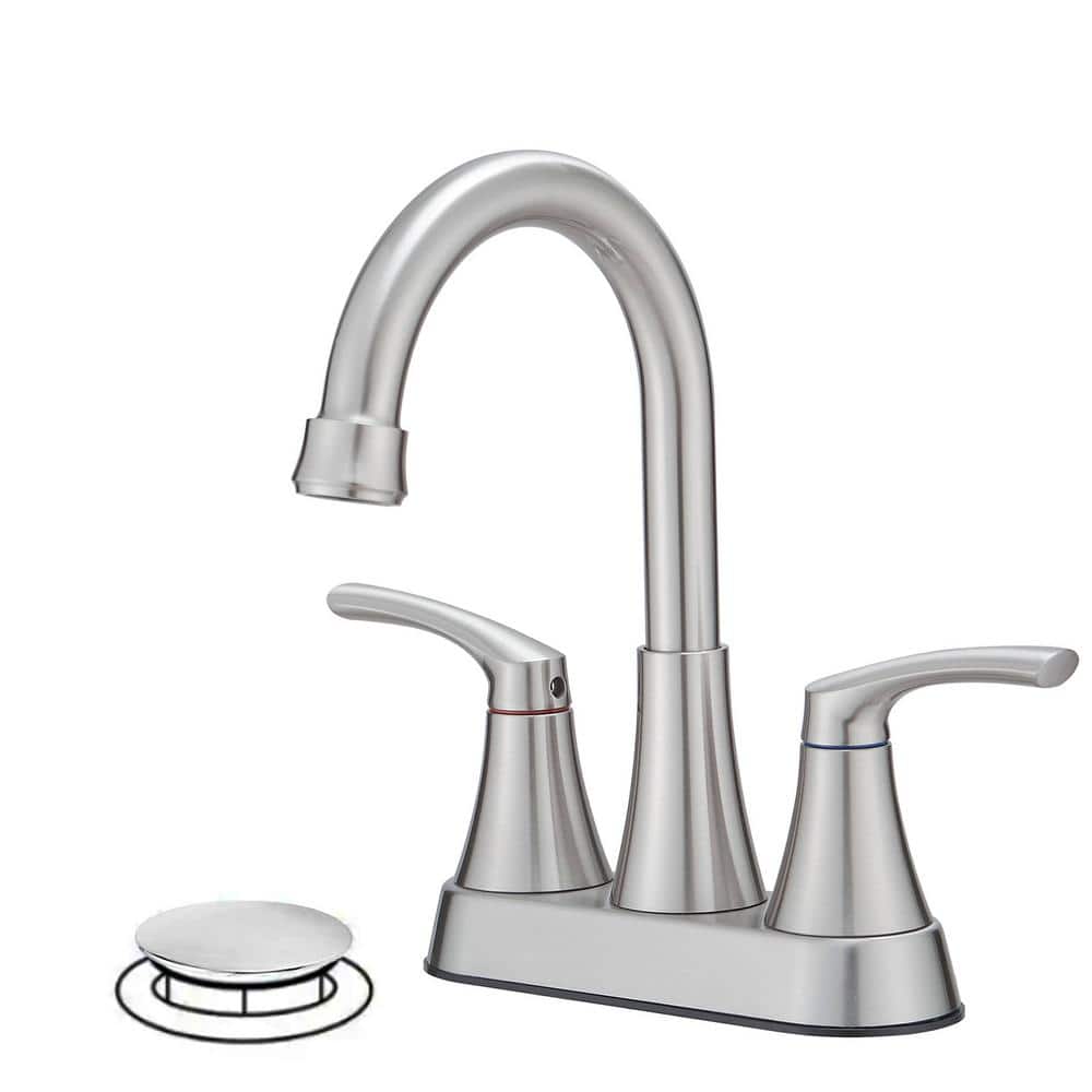 HOMEMYSTIQUE Easy Install 4 in. Centerset Double Handle Spot Resistant ...