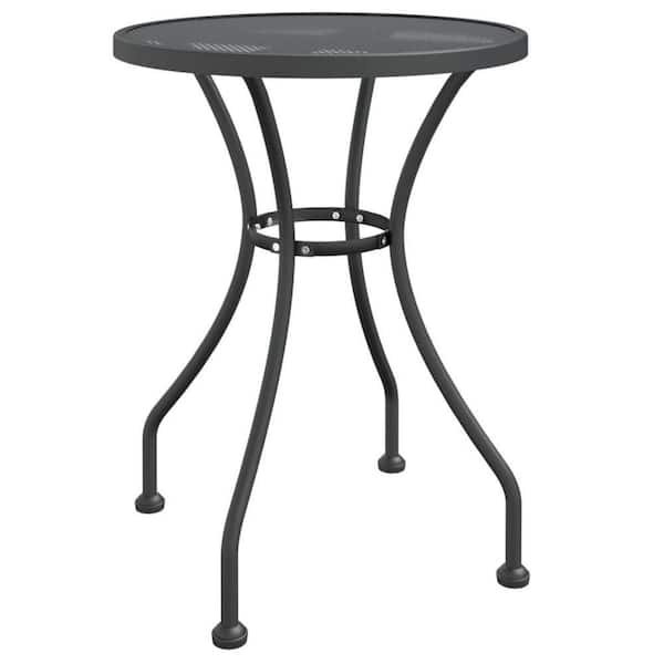 Gray Round Metal Outdoor Dining Breakfast Table without Extension