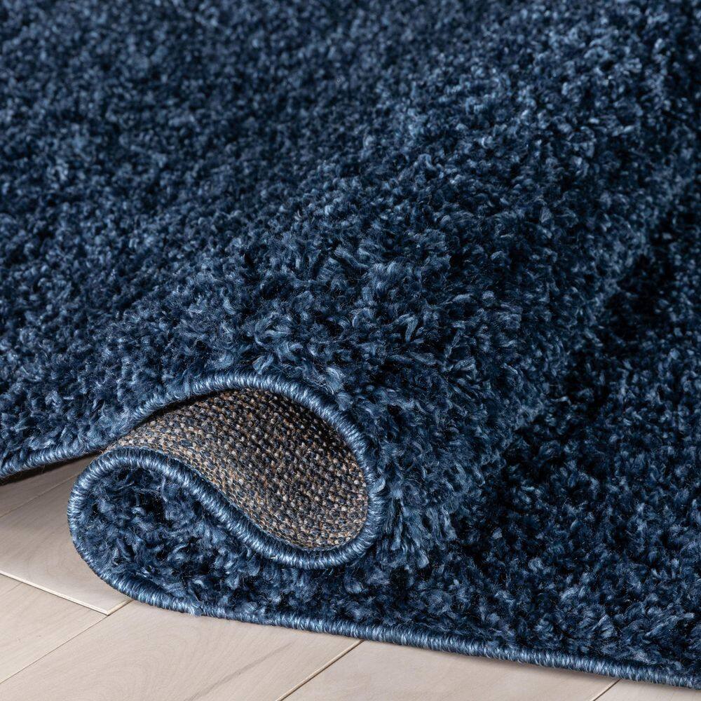 Dark Blue Reversible Solid Shag 5' x 7' Rug