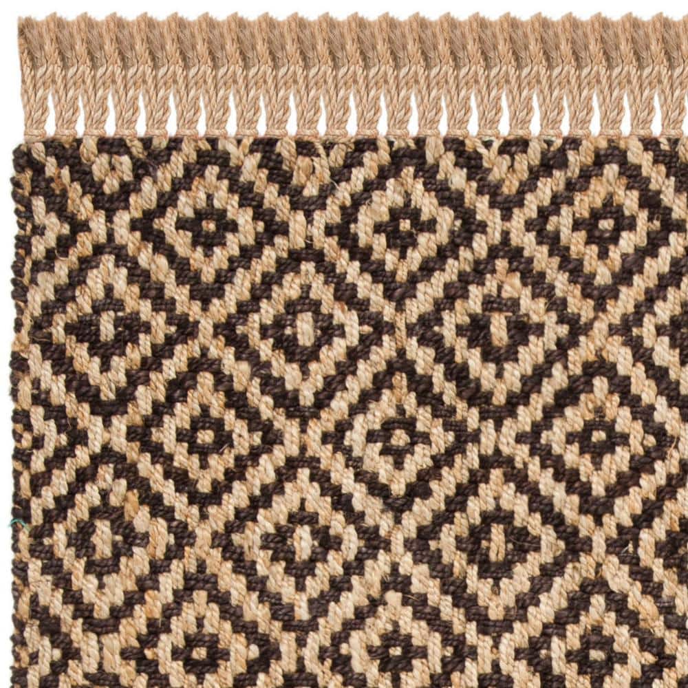 Hand-Knotted Brown and Natural Jute Square Area Rug