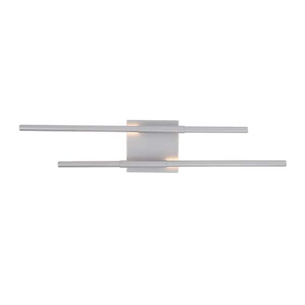 Uixe 25.7 in. 2-light Silver LED Vanity Light Bar Dimmable Sconces Wall Lighting for Bathroom