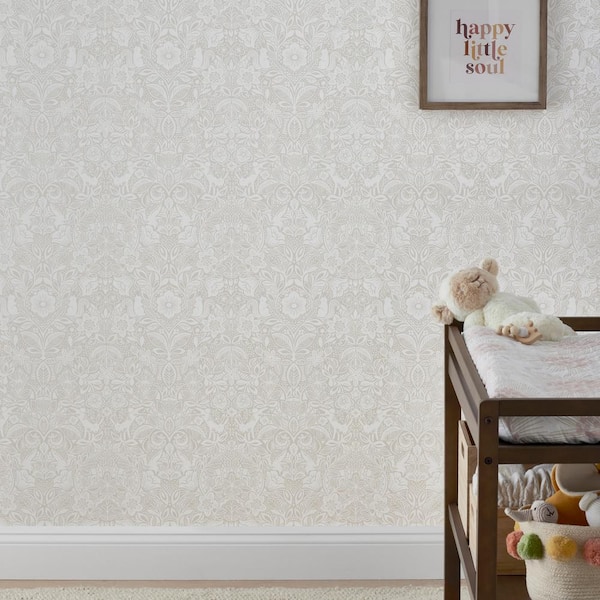 The Company Store Flower Burst Beige Non-Pasted Wallpaper Roll (Covers 52 sq. ft.)