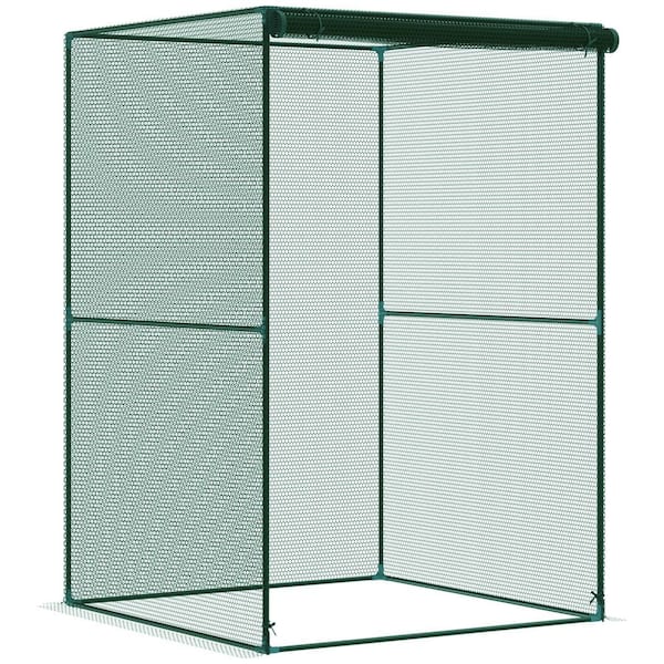 4 ft. W x 4 ft. D Green Steel Plant Cage, Protection Tent with Zippered Doors