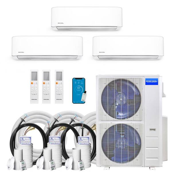 MRCOOL DIY 42,000 BTU 3.5 Ton 3-Zone Ductless Mini Split AC with Heat Pump  - 230V 1-50' 2-75' Install Kit DIYM348HPW00C79 - The Home Depot