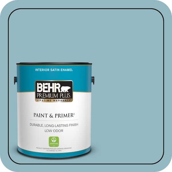 BEHR PREMIUM PLUS 1 gal. #PPU13-09 Tahoe Blue Satin Enamel Low Odor Interior Paint & Primer