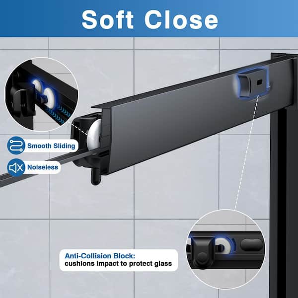 50-54 in. W x 72 in. H Sliding Framed Shower Door in Matte Black with Nano-Coated Tempered Glass and Waterproof Seal