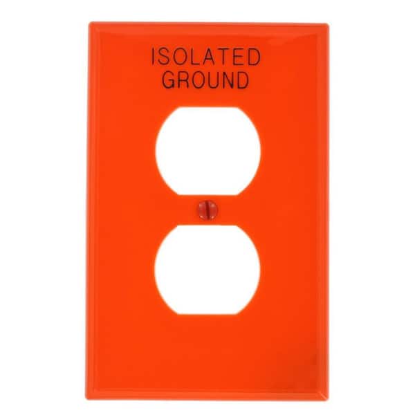 Leviton 1-Gang Orange Duplex Outlet/Receptacle Nylon Midway/Midsize Wall Plate (1-Pack) PJ8-IG