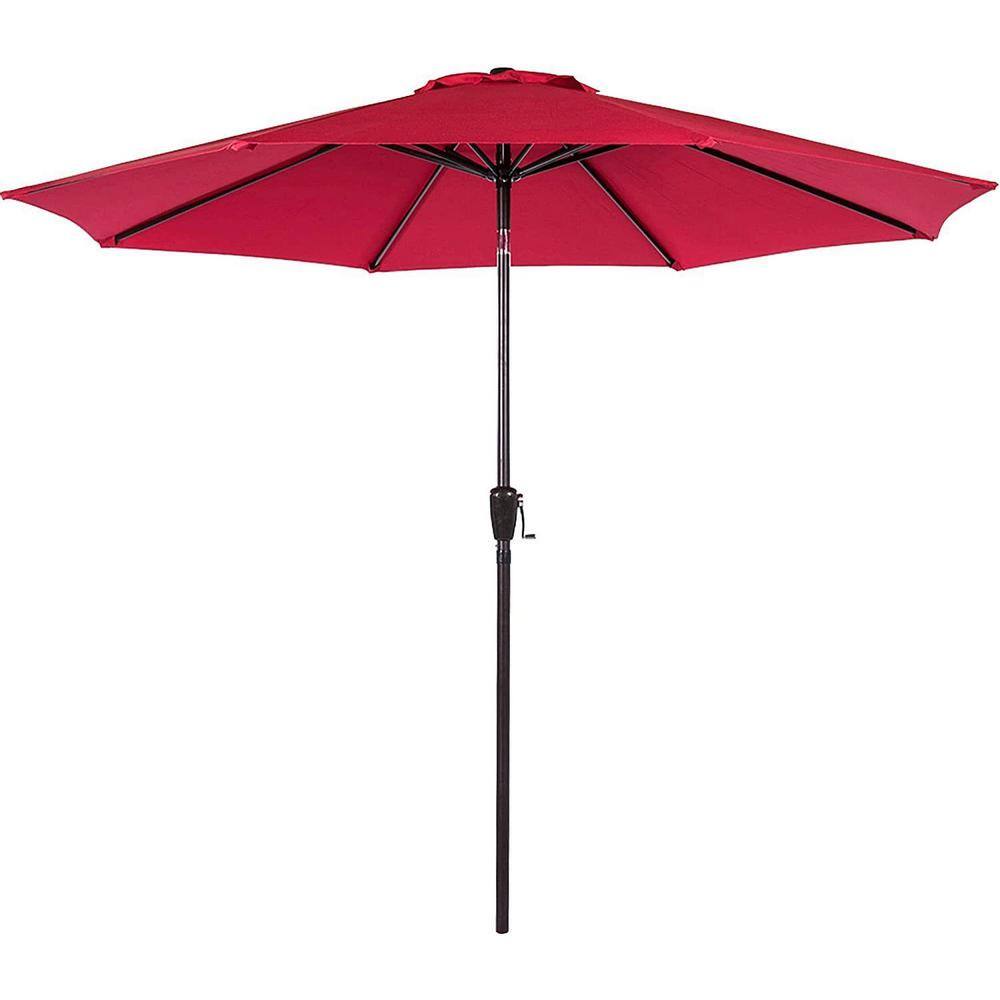 10 ft. Market Outdoor Terrace Umbrella Patio Umbrella wiin Red th Button Ti