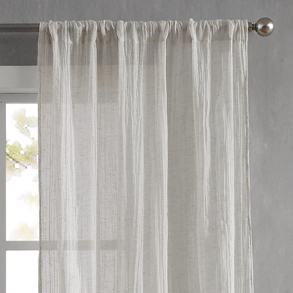 French Connection Charter Crushed Light Gray 100 In W X 84 L Rod Pocket Filtering Sheer Window Panel Pair Fcc010076 The Home Depot French Connection Charter Crushed Light, Light Gray Semi Sheer Curtains