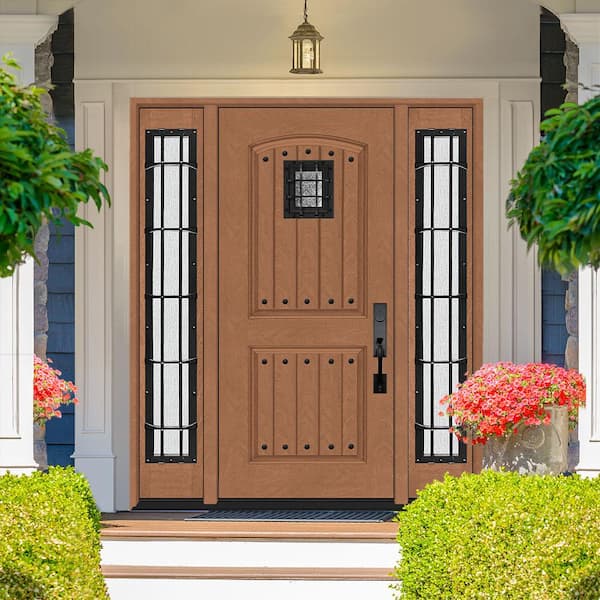 Regency 64 in. x 80 in. 2Panel Plank Cavalier Speakeasy LHIS AW Fiberglass Prehung Front Door w/Cavalier Dbl 12in.SL