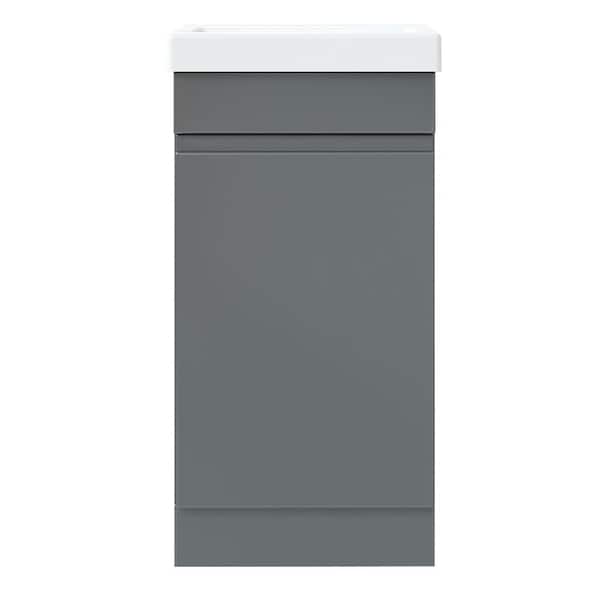 Glacier Bay Engel 17-1/2 in. W x 13-1/2 in. D Bath Vanity in Gray Gloss with Porcelain Vanity Top in White with White Basin