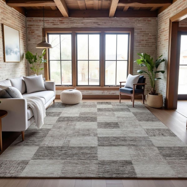 Mayfield Premium Machine Washable Abstract AMF1139 Beige 3 ft. x 4 ft. Area Rug