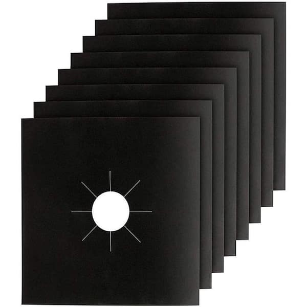 8 Pack Black Fiberglass Stove Burner Covers, Gas Stove Protectors, Reusable, Non-Stick, Fast Clean Liners for Kitchen