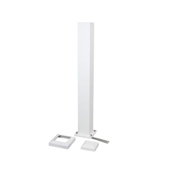 WESTBURY Tuscany 4 in. x 4 in. x 37 in. White Aluminum C10 Crossover Fence Post Level Rail 173415TWH