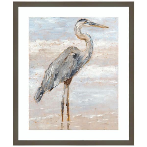 Amanti Art "Beach Heron I" by Ethan Harper 1 Pieceood Framed Giclee Animal Art Print 25 in. x 21 in.