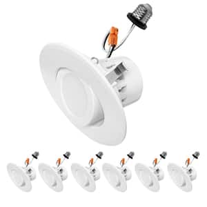 4 in. LED White Adjustable Retrofit Recessed Housing 5 CCT 2700K-5000K IC Rated Remodel Dimmable E26 Connector (6-Pack)