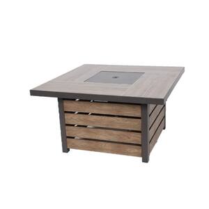 Summerfield 44 in. x 24.5 in. Square Steel Gas Fire Pit with Wood-Look Tile Top