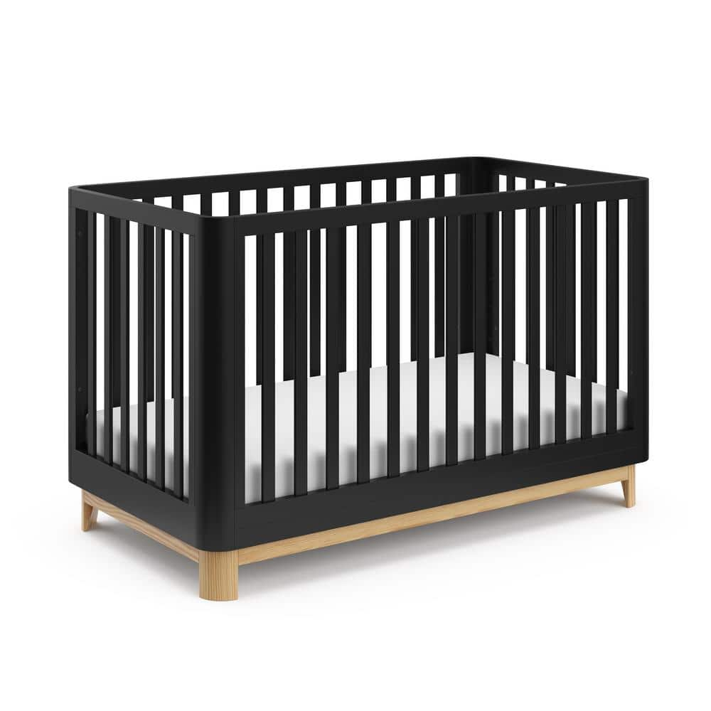 Storkcraft Santos Black with Natural 3-in-1 Convertible Crib 04622-45B ...