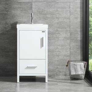 18 in. W x 18 in. D x 31.5 in. H Single Sink Freestanding Bathroom Vanity in White with White Top and Faucet