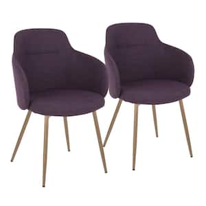 Boyne Purple Fabric and Antique Copper Metal Arm Chair (Set of 2)