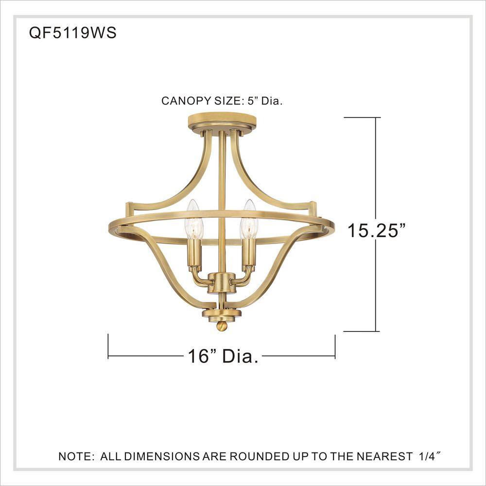 Harvel 16" Weathered Brass Semi-Flush Mount Ceiling Light