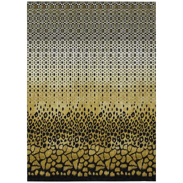 Chantille Machine Washable Indoor/Outdoor Abstract ACN2801 Gold 10 ft. x 14 ft. Area Rug