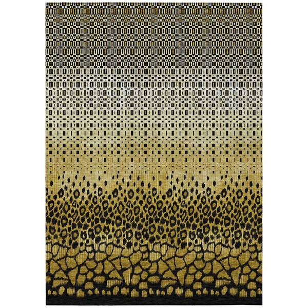 Chantille Machine Washable Indoor/Outdoor Abstract ACN2801 Gold 3 ft. x 5 ft. Area Rug