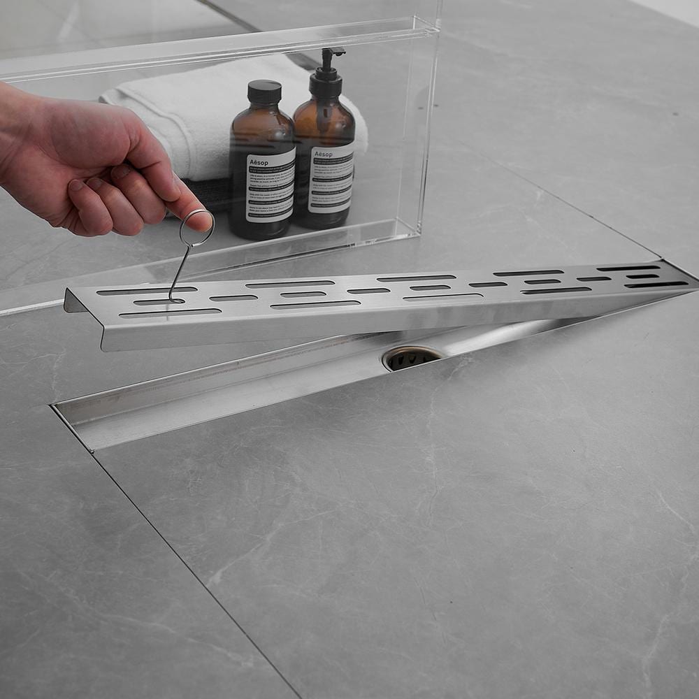 24-Inch Brushed Nickel Stainless Steel Linear Shower Drain