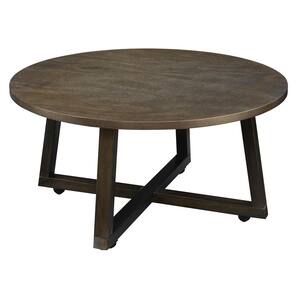 Jacob 3-Piece 36 in. Smokey Walnut Medium Round Wood Coffee Table Set