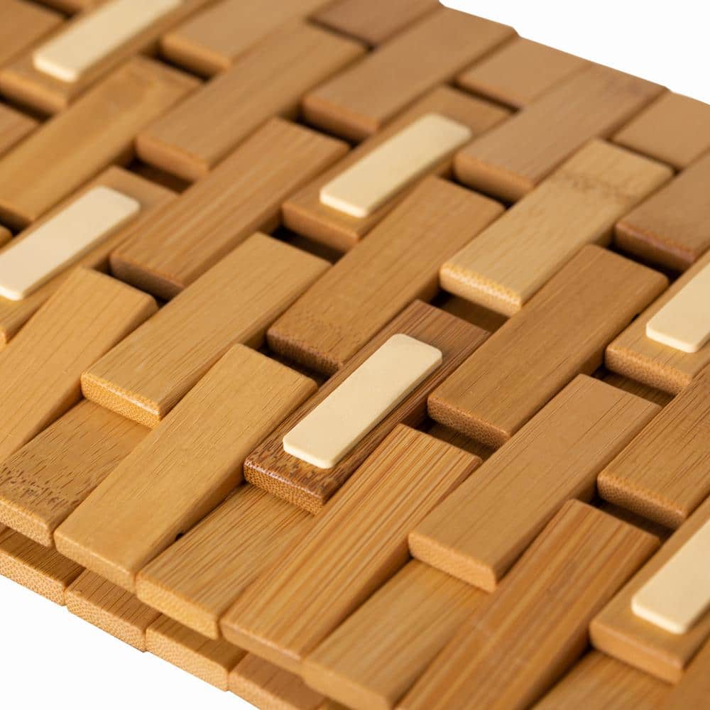 Medium Natural Bamboo Foldable Non-Slip Bath Mat