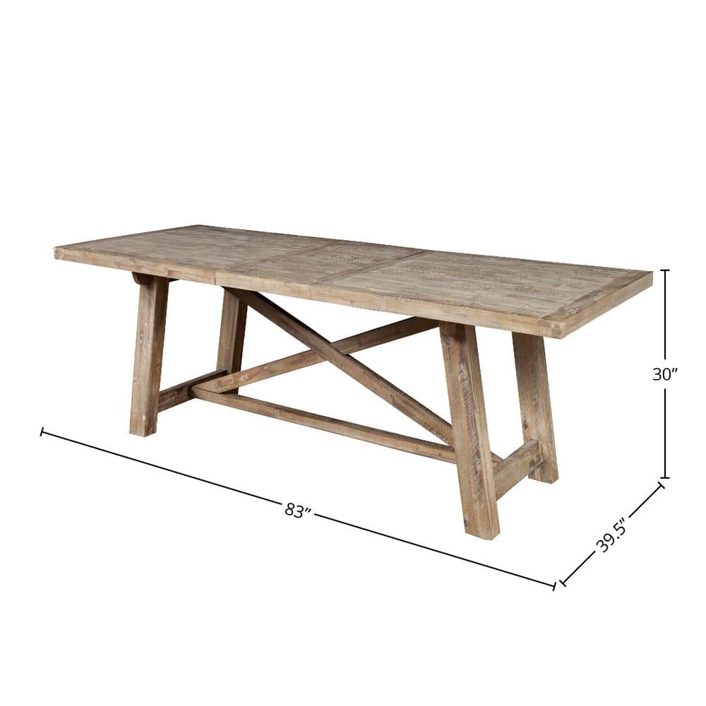 Weathered Natural Acacia Extendable Dining Table, Seats Eight