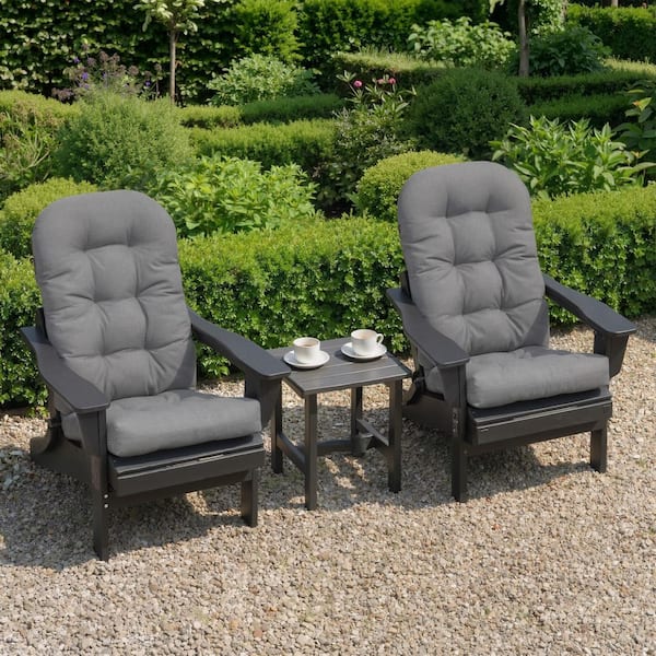 2-Piece Outdoor Adirondack Chair Cushions in Light Gray 50 in. x 20 in. x 4 in. Replacement Patio Cushions with Straps