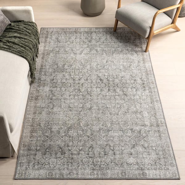 nuLOOM Hillstone Grey 5 ft. x 8 ft. Traditional Vintage Medallion Area Rug