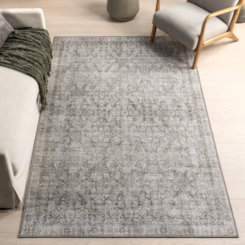 Hillstone Gray Rectangular Synthetic Vintage Medallion Area Rug