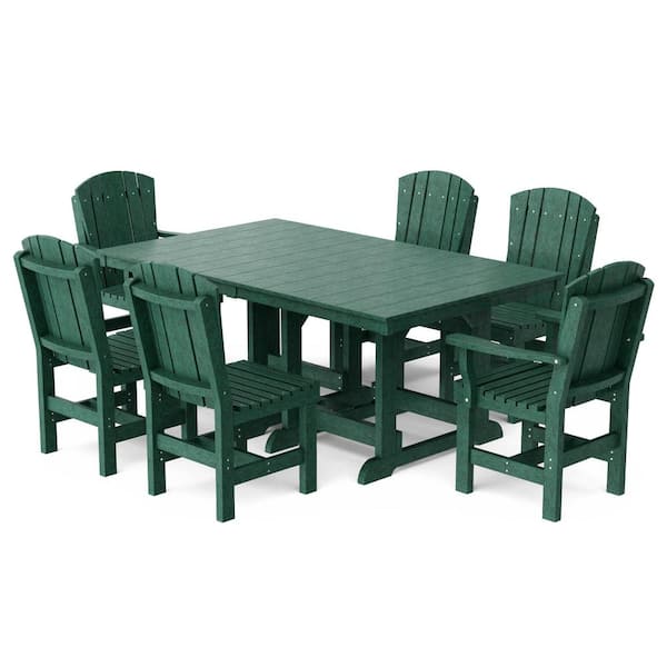 Heritage Turf Green 7-Piece Plastic Outdoor Patio Dining Set