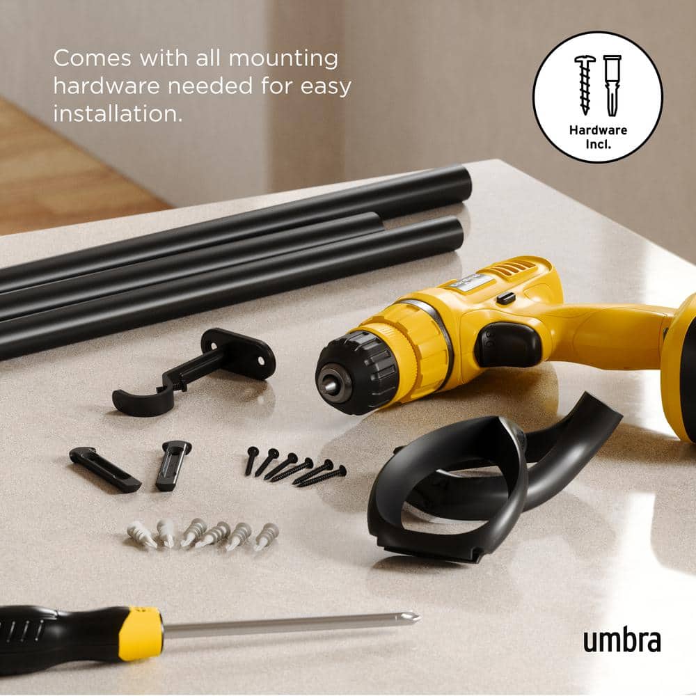 Matte Black Adjustable Loop Curtain Rod 42-120 Inch