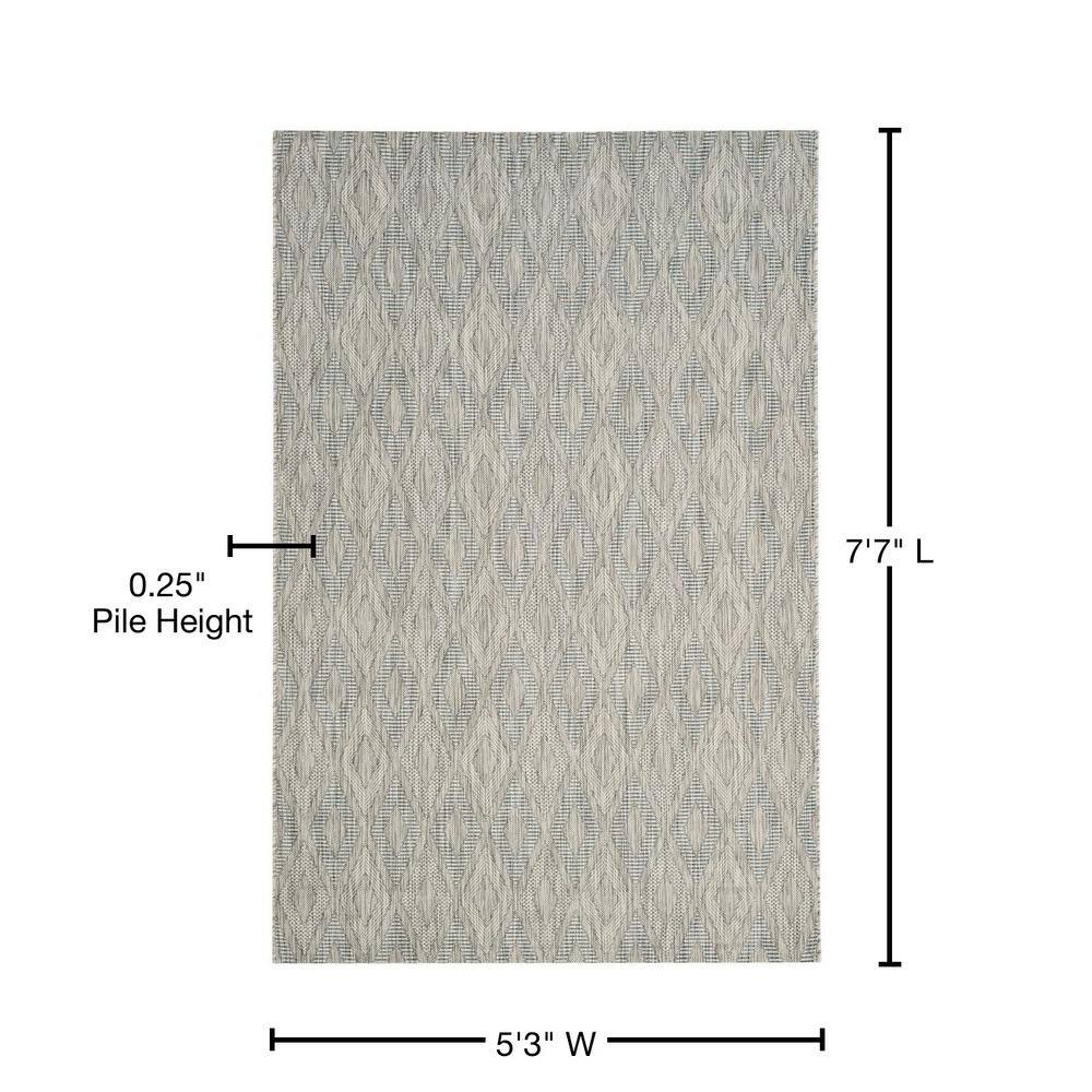 Subtle Diamond Aqua Grey 59" Synthetic Indoor/Outdoor Rug