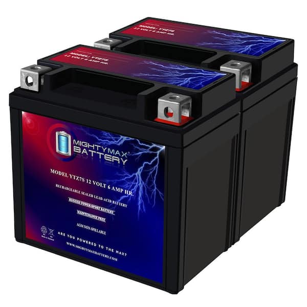 MIGHTY MAX BATTERY YTZ7S 12V 6AH Replacement Battery compatible with UltraMax ETZ7S - 2 Pack