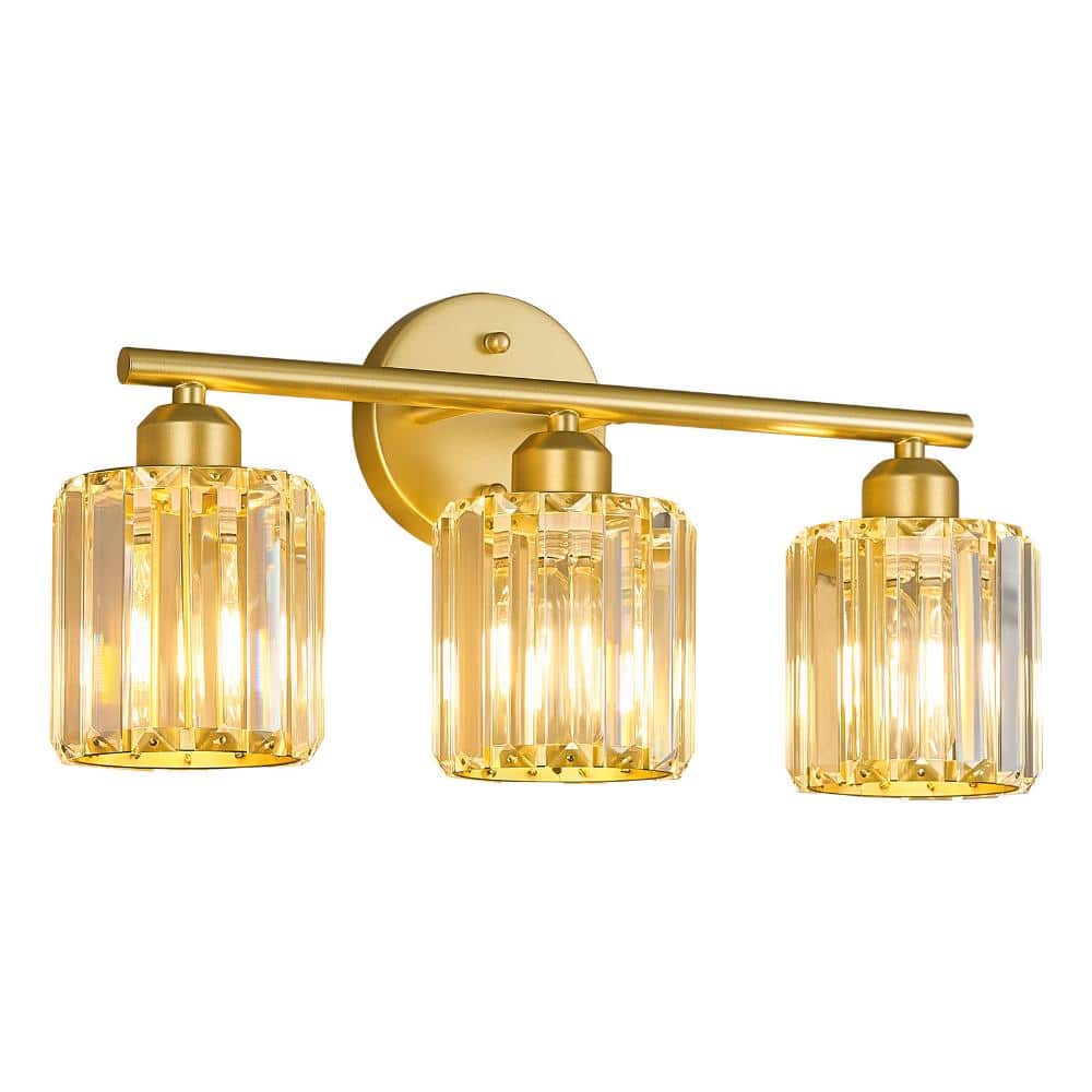 18.9 in.2-Light Gold Clear Crystal Bathroom Vanity Light Over Mirror For Bathroom Dressing Table Bulbs Not Included price history on PriceWatchPro