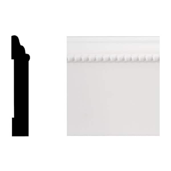 Royal Mouldings Creations Series 6616 7/16 in. x 3-1/4 in. x 8 ft. PVC Composite White Base Moulding
