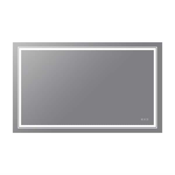 Unbranded 05 60 in. W x 36 in. H Large Rectangular Frameless Wall Bathroom Vanity Mirror in White