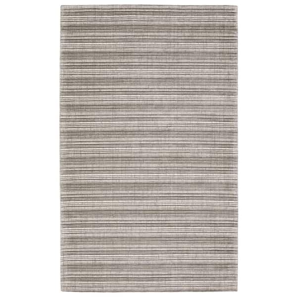 Civic Gray 8 ft. x 10 ft. Geometric Stripe Viscose-Wool Blend Mixed-Pile Indoor Area Rug