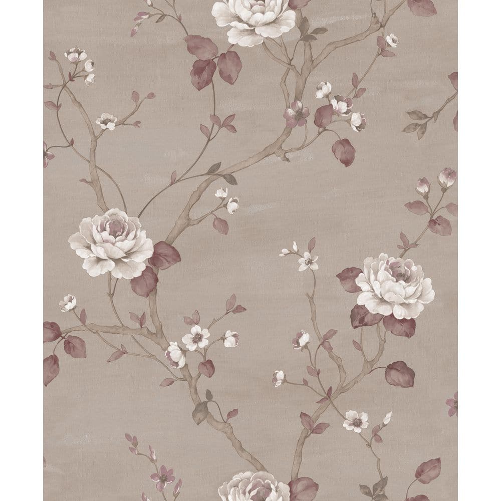 Palazzo 2 Collection Beige Luisella Floral Vine Vinyl on Non-Woven Non-Past