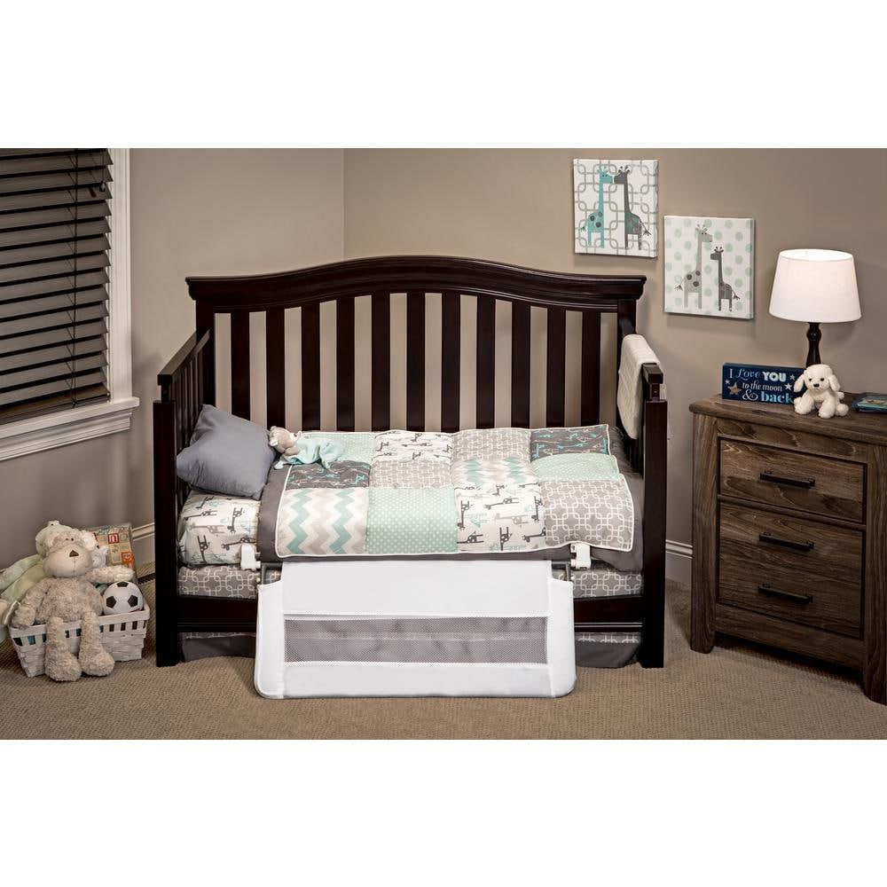 White Steel Swing Down Crib Rail with Safety Anchor
