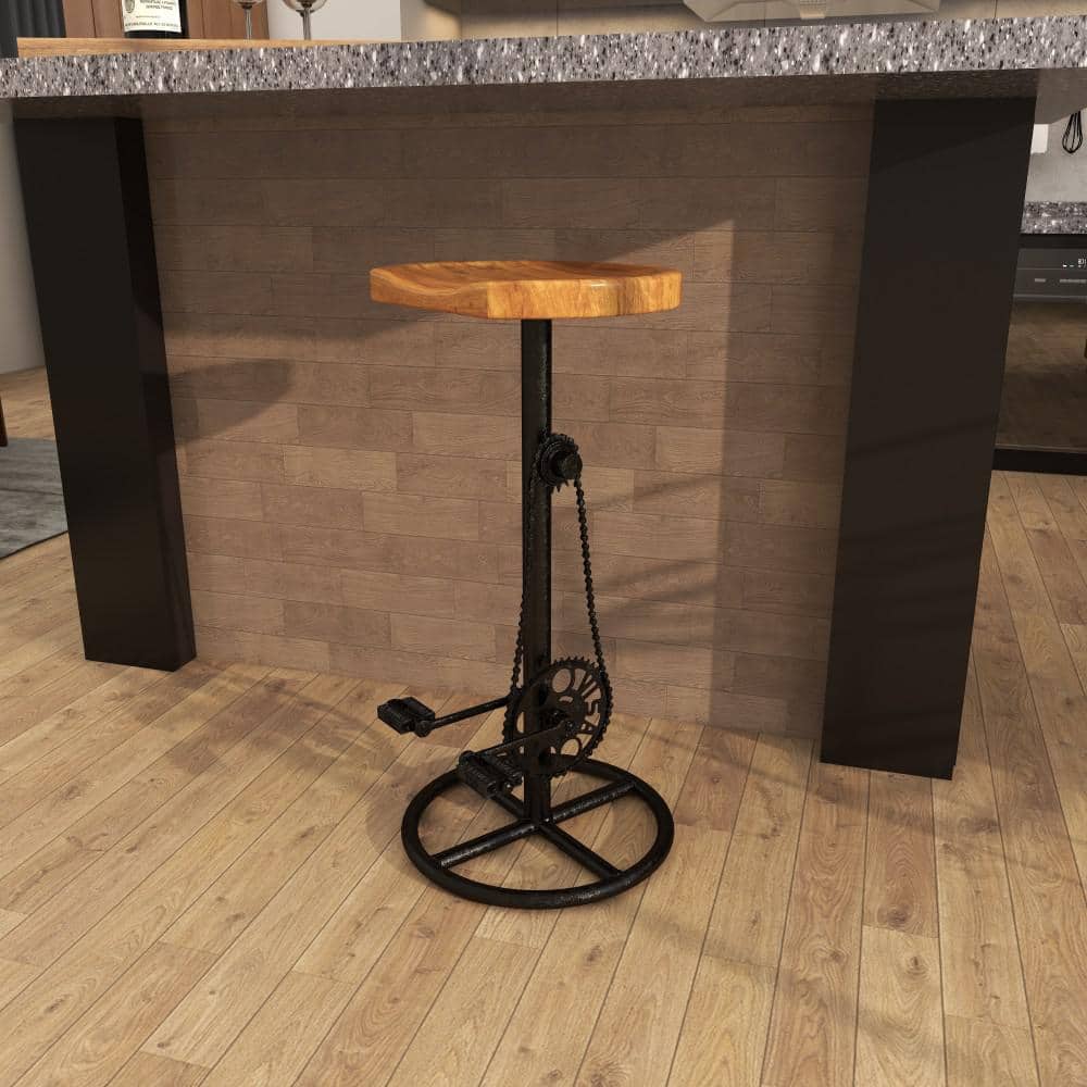Adjustable Industrial Pedal-Inspired Metal Bar Stool, Brown