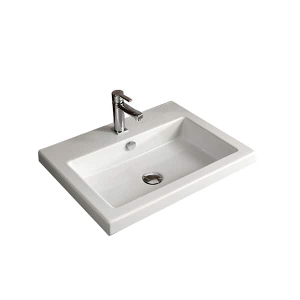 Nameeks Cangas Drop-In Ceramic Bathroom Sink in White
