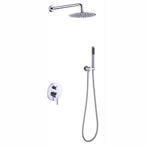 2-Spray Patterns with 1.75 GPM 10 in. Wall Mount Dual Shower Heads in Spot Resist Chrome