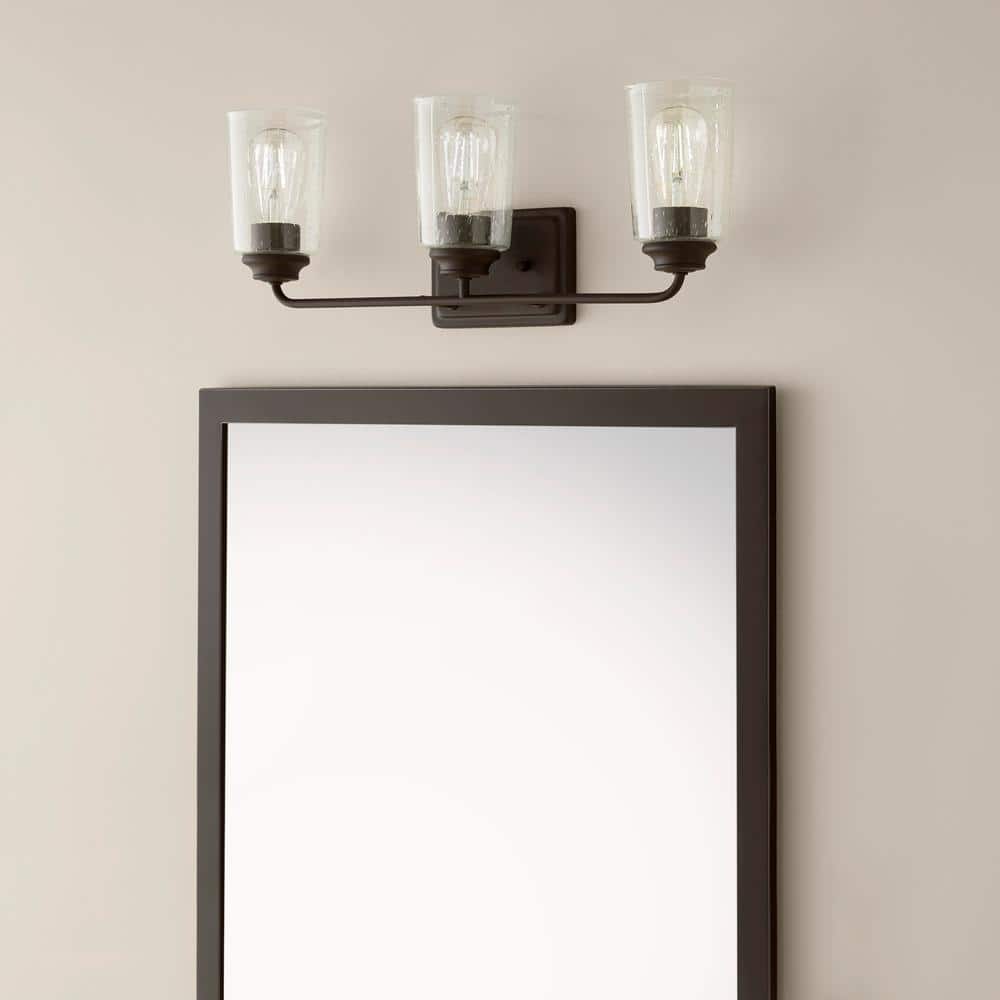 Evangeline 23" Modern Bronze 3-Light Bathroom Vanity Fixture with Clear Glass Shades